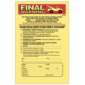 Final Warning Parking Violation